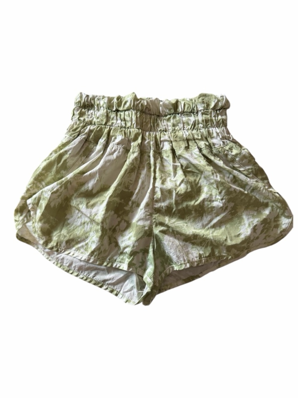 FP Movement The Way Home Shorts Womens Medium Green Tie Dye High Rise Smocked - Picture 3 of 5